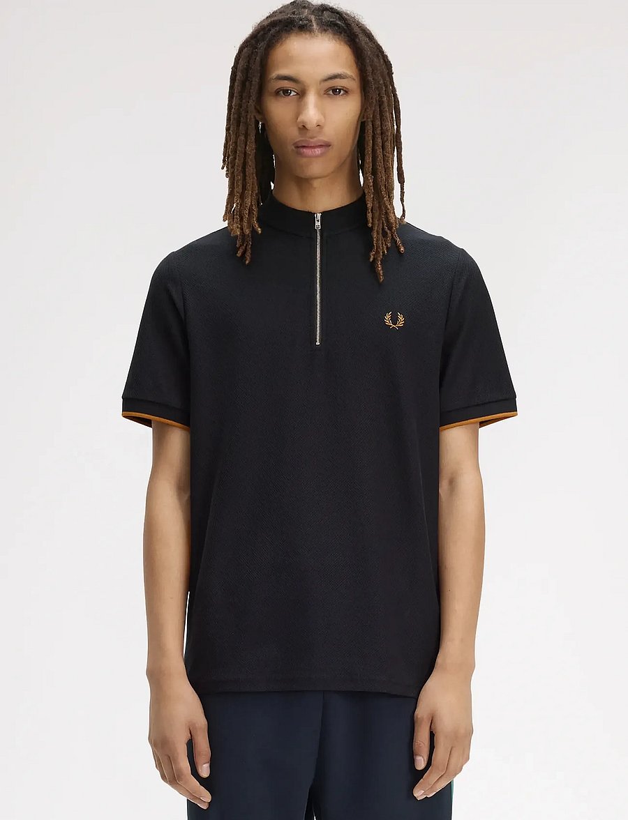 Fred Perry - TIPPED CUFF PIQUE TEE - kurzärmelig - black - 0