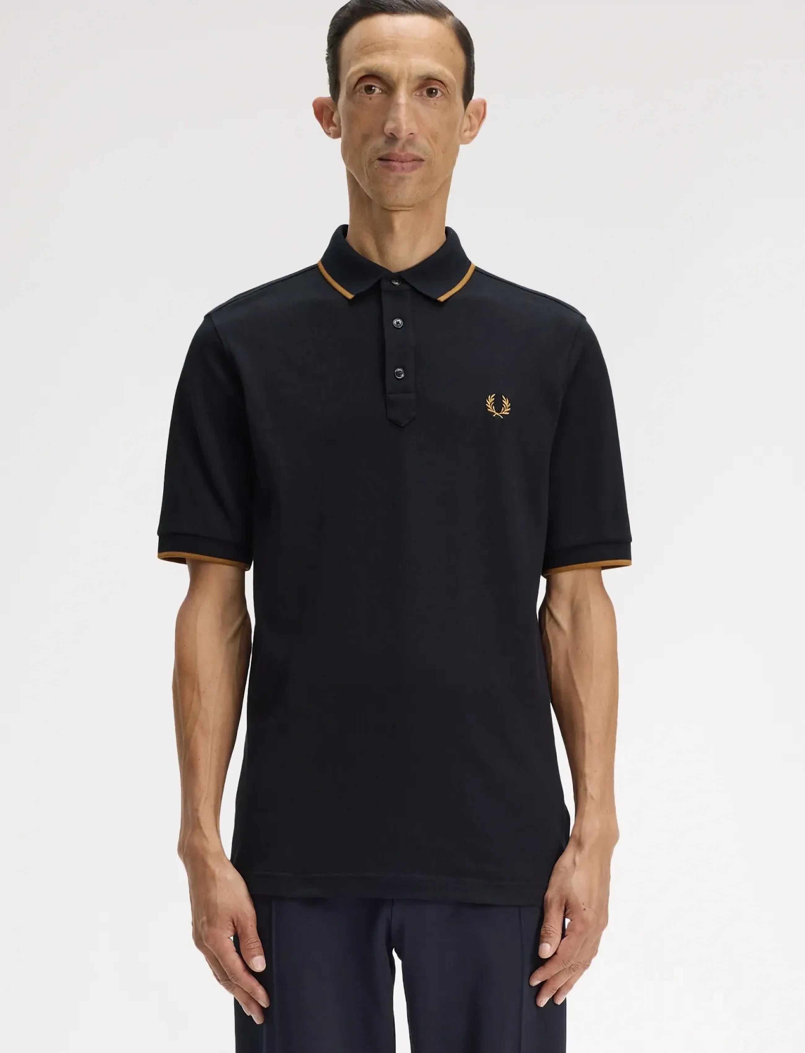 Fred Perry Collar Stand Polo Shirt, Mænd, Poloshirt, Sort, Str: L
