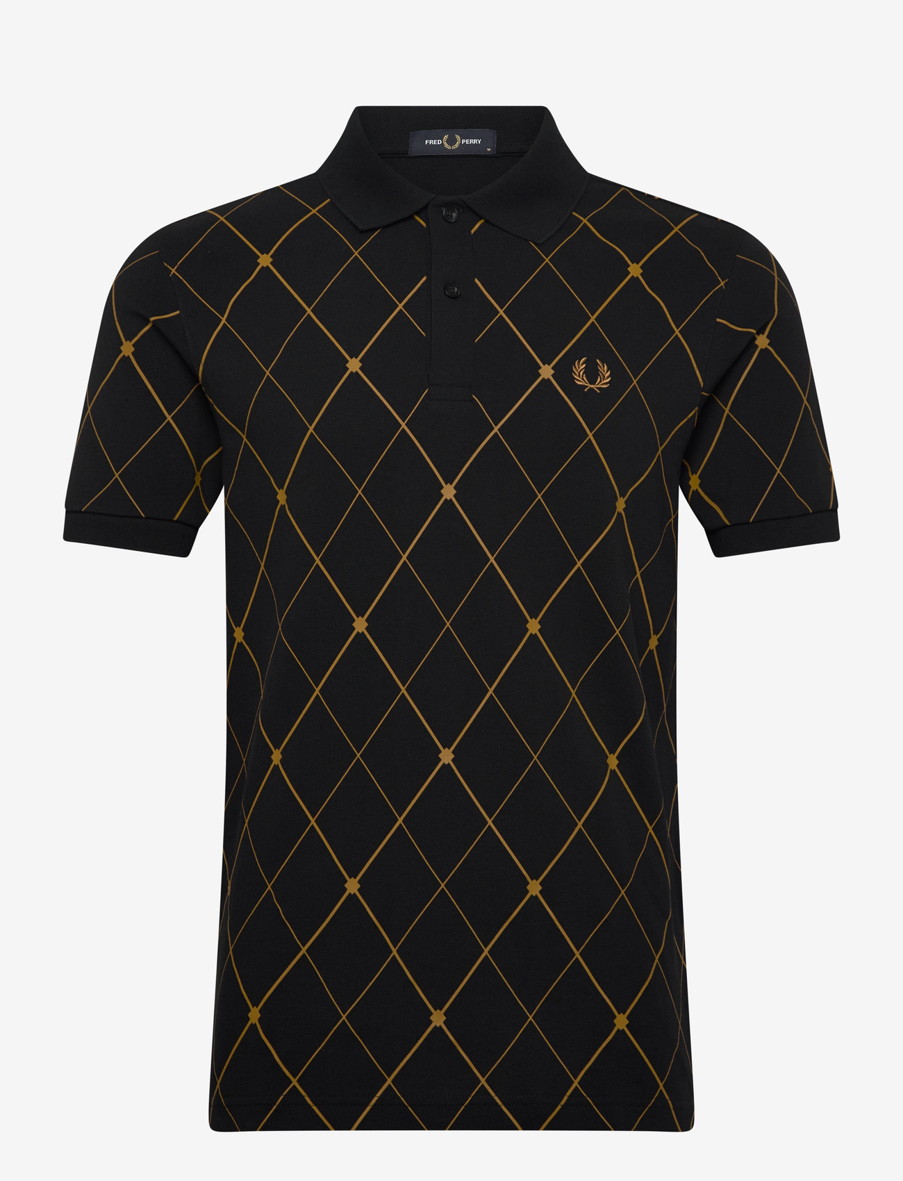 Fred Perry - ARGYLE PRINT FP SHIRT - kootud polosärgid - black - 1
