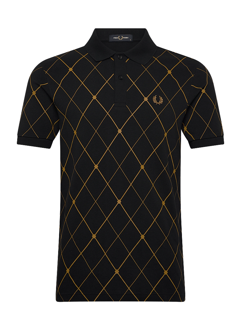 Fred Perry - ARGYLE PRINT FP SHIRT - kootud polosärgid - black - 1
