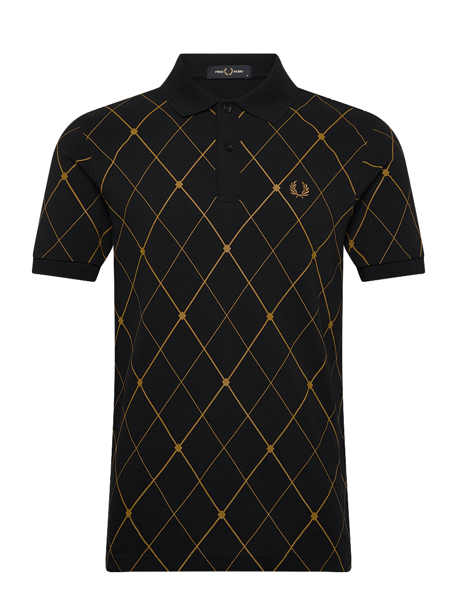 Fred Perry - ARGYLE PRINT FP SHIRT - kootud polosärgid - black - 1
