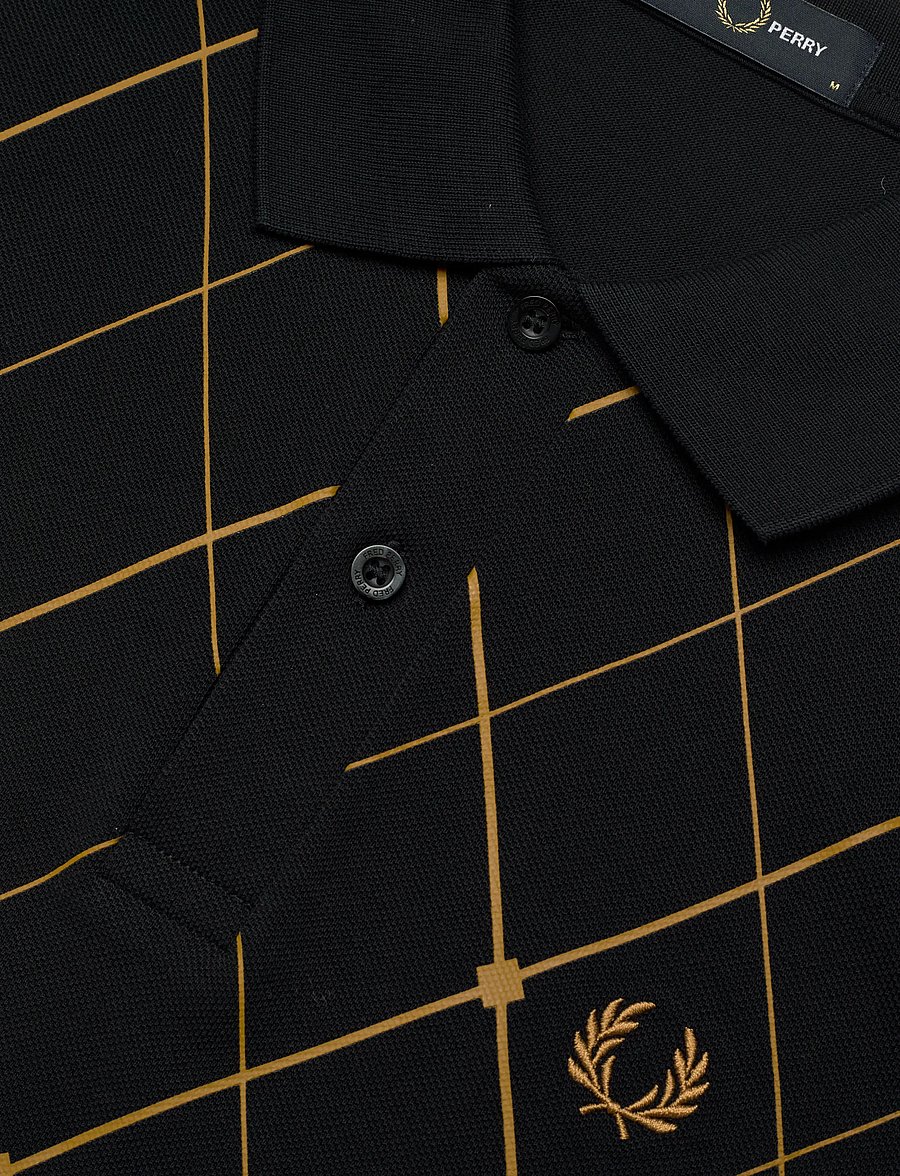 Fred Perry - ARGYLE PRINT FP SHIRT - kootud polosärgid - black - 4
