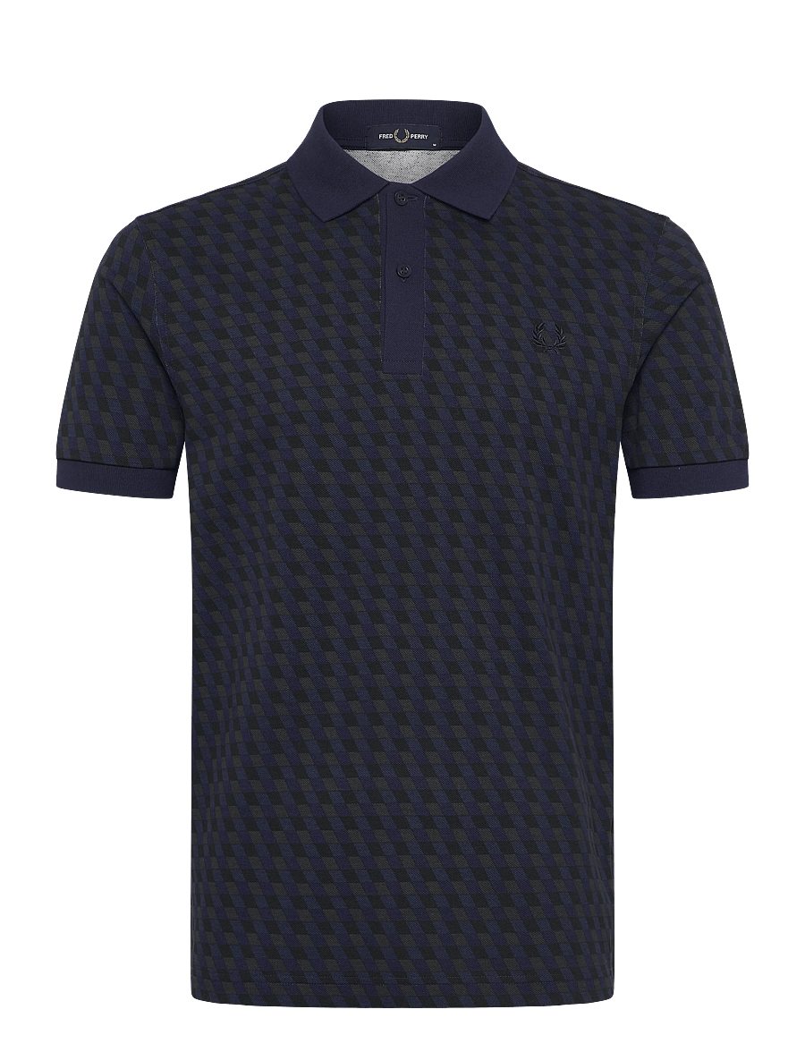 Fred Perry - SLANTED GEOMETRIC P SHIRT - kurzärmelig - twilight navy - 1