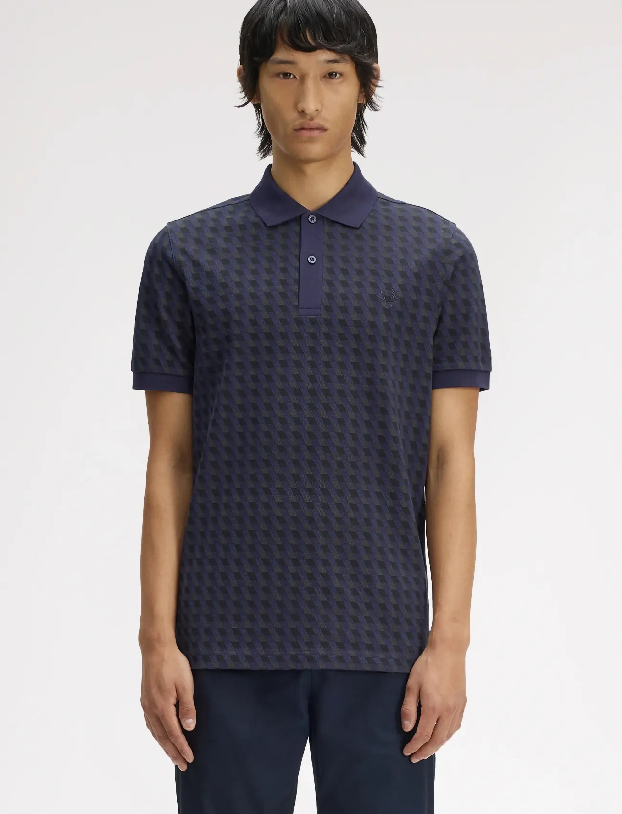 Fred Perry Slanted Geometric P Shirt, M, Polos, Mehrfarbig/gemustert - Short-sleeved, Männerswear