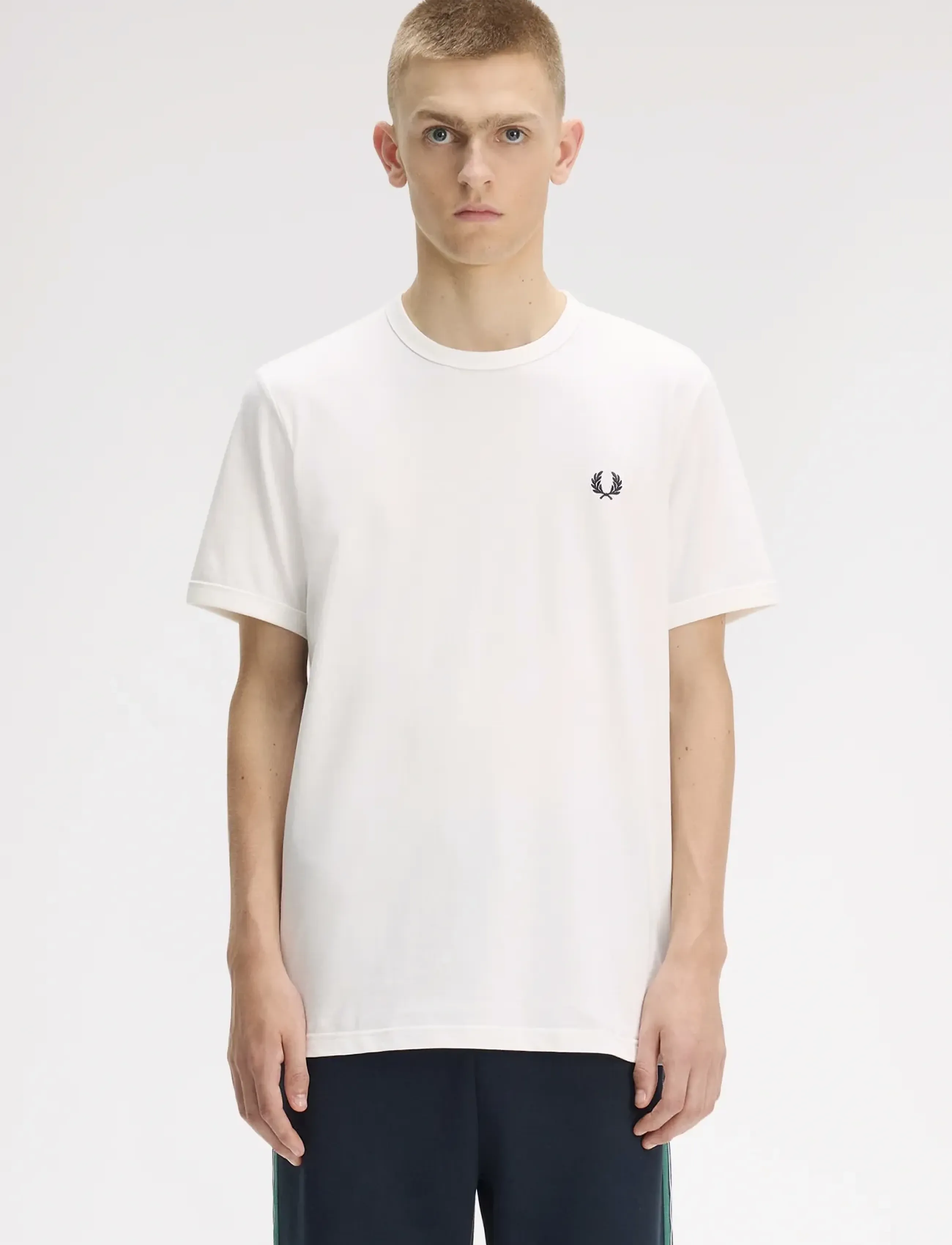 Fred Perry STRIPE TAPE T-SHIRT - Fred Perry - SNOW WHITE / white