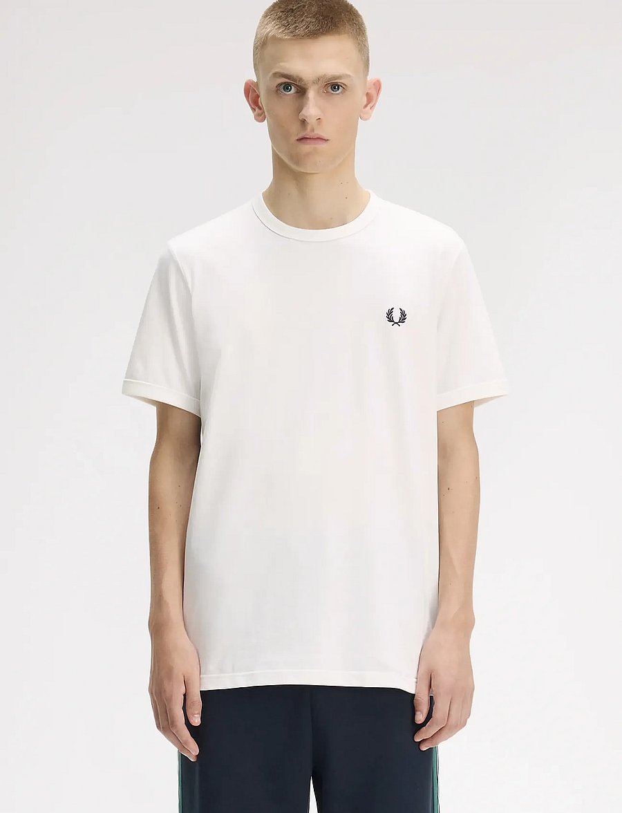 Fred Perry - STRIPE TAPE T-SHIRT - kortermede t-skjorter - snow white - 0