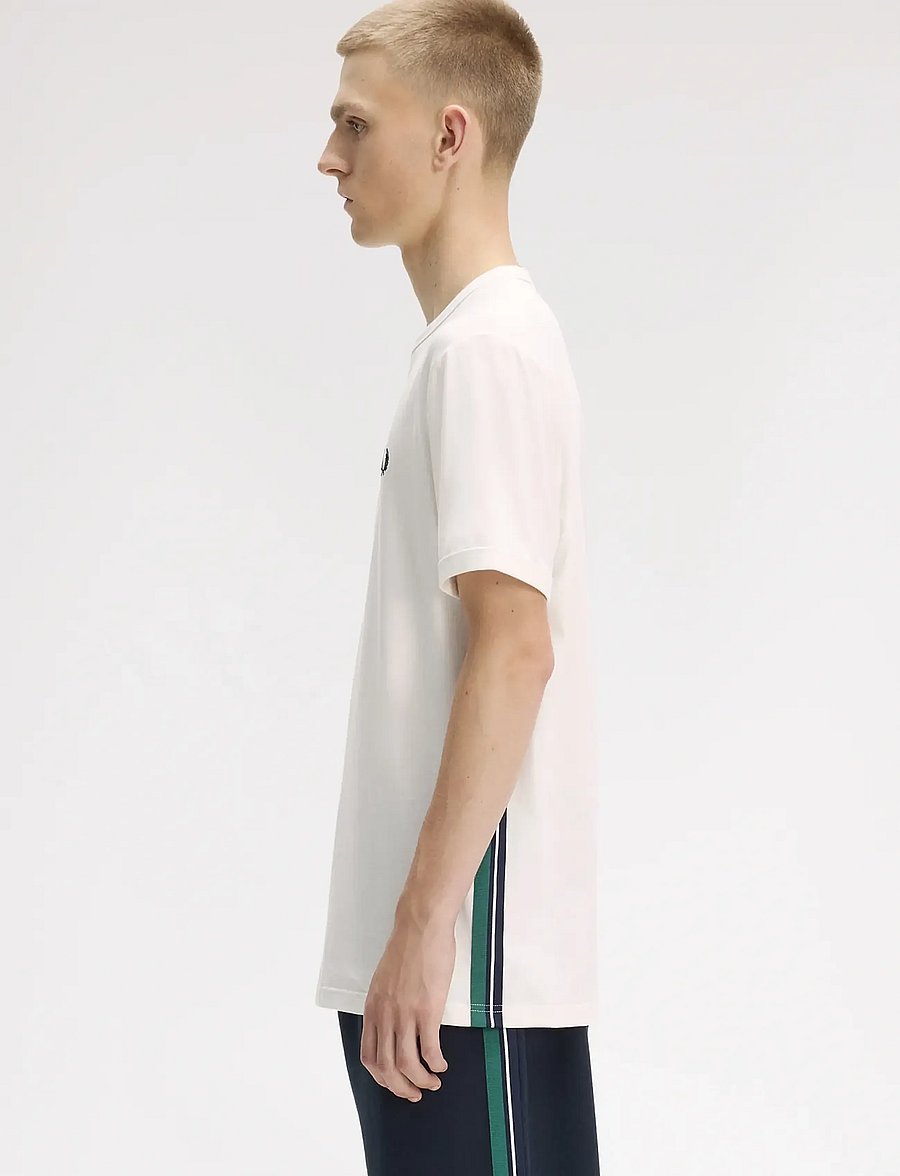 Fred Perry - STRIPE TAPE T-SHIRT - kortermede t-skjorter - snow white - 5