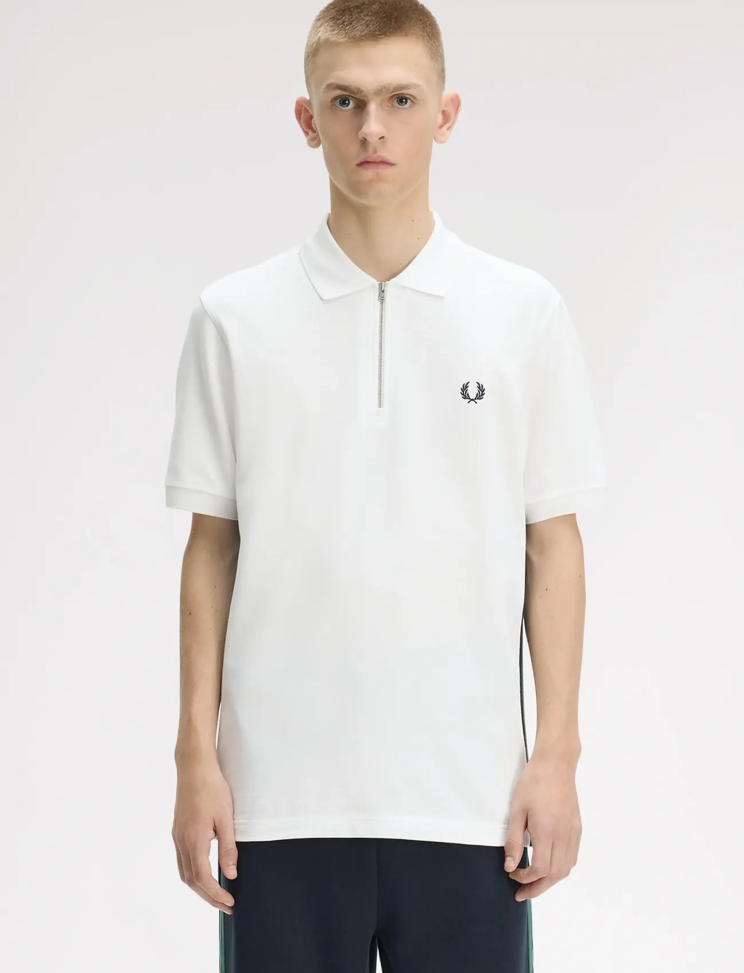 Fred Perry Tramline Stripe Polo Shirt, XXL, Polos, Weiß - Short-sleeved, Männerswear