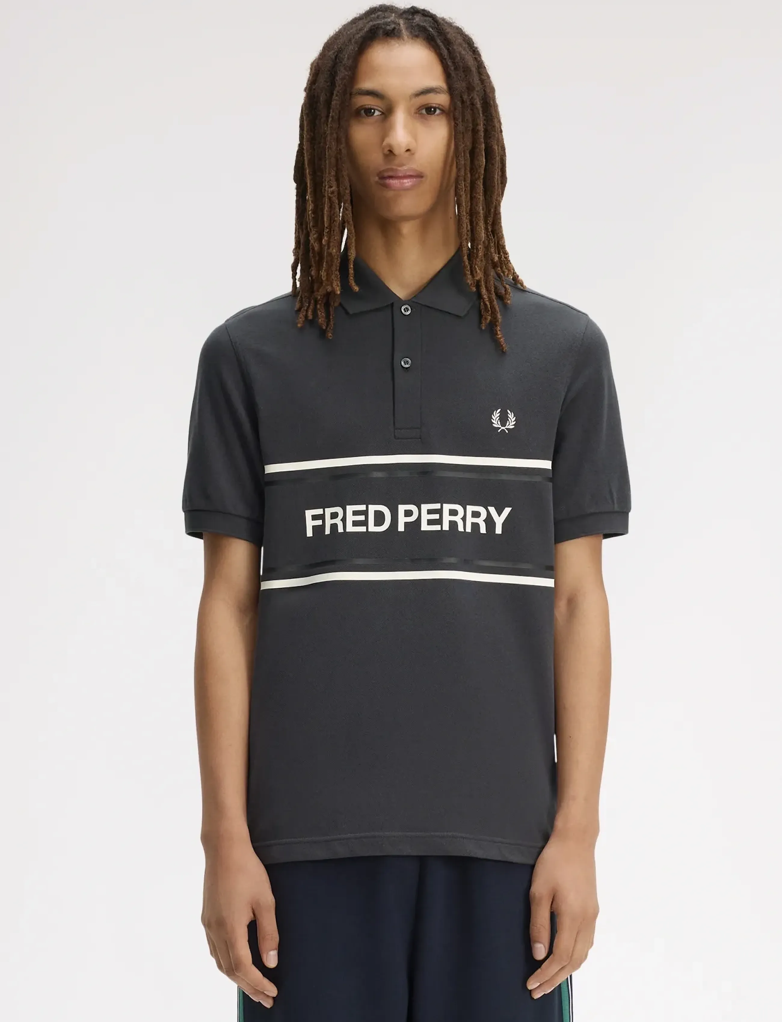 Fred Perry Fp Graphic Polo Shirt, L, Polos, Grau - Short-sleeved, Männerswear
