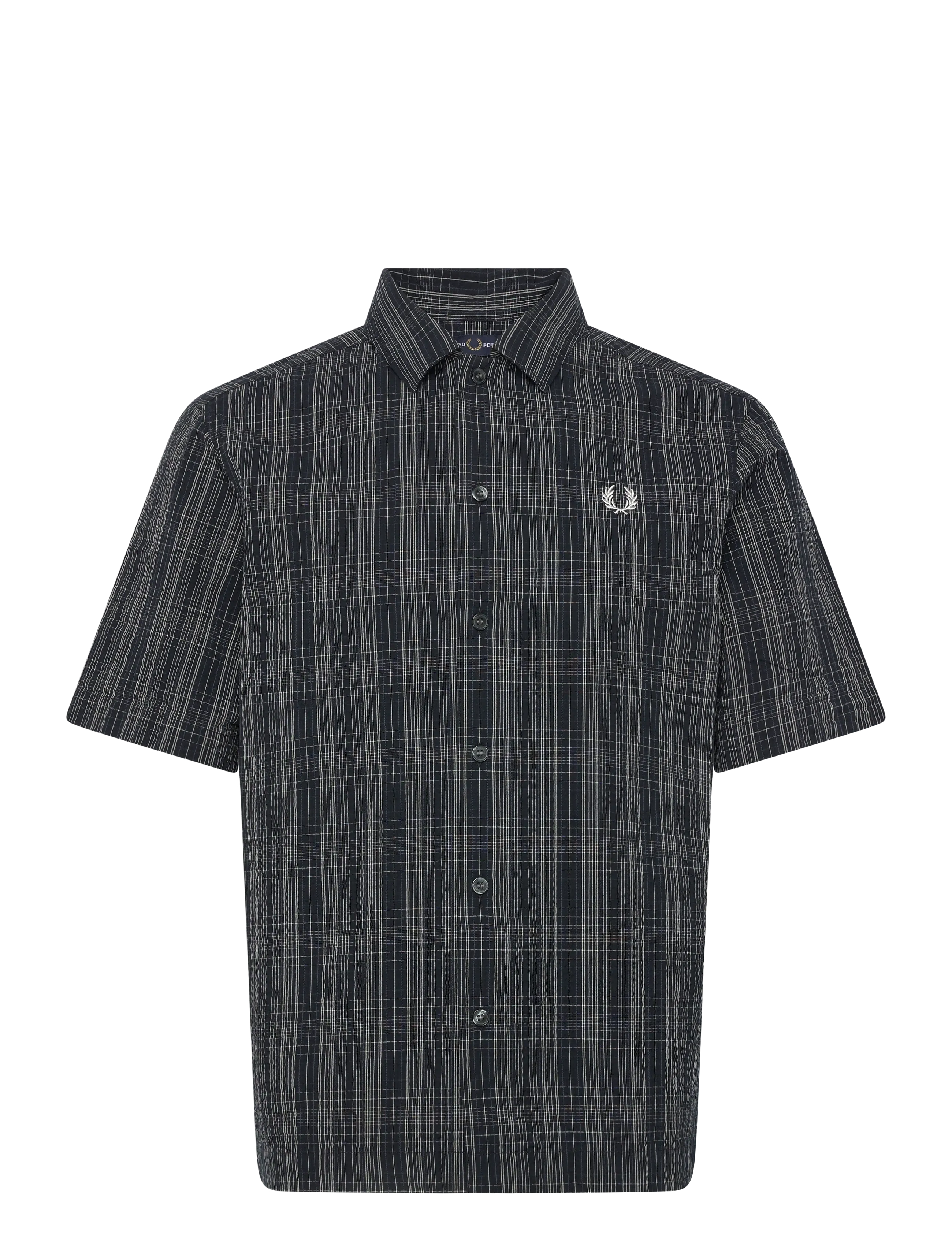 Fred Perry SEERSUCKER CHECK SHIRT - Geruite overhemden - NAVY / navy