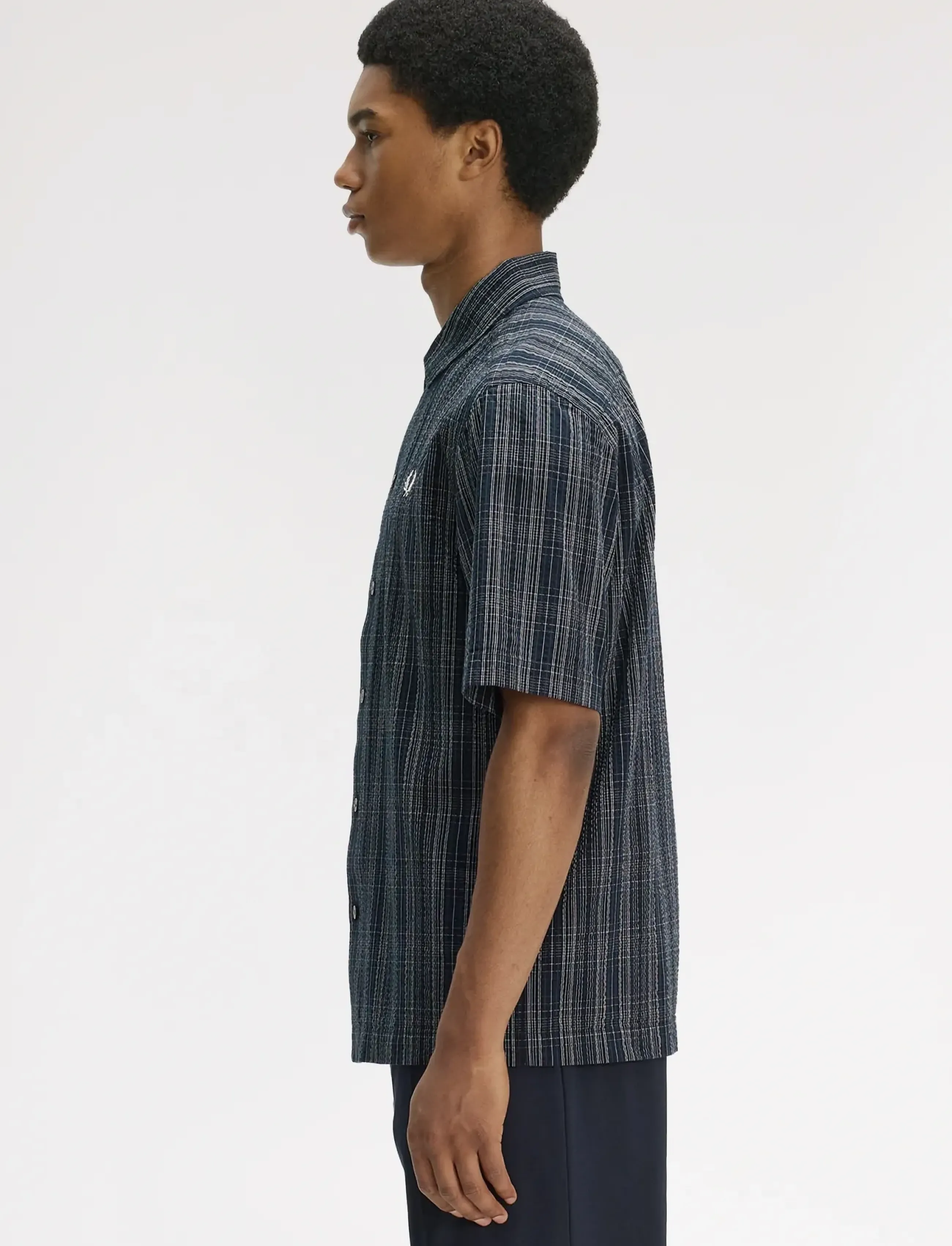Fred Perry - SEERSUCKER CHECK SHIRT - ruudulised särgid - navy - 3