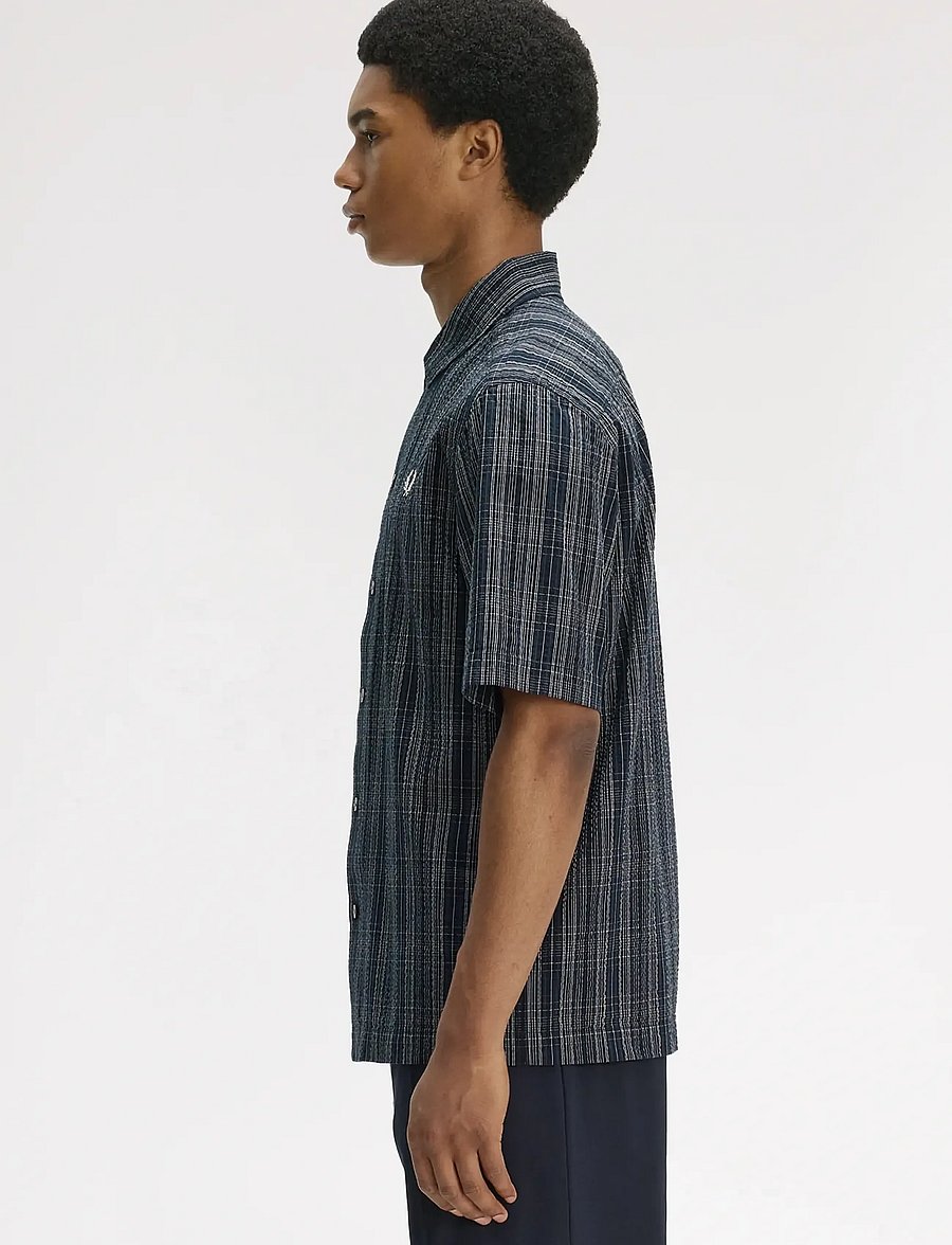 Fred Perry - SEERSUCKER CHECK SHIRT - ruudulised särgid - navy - 3