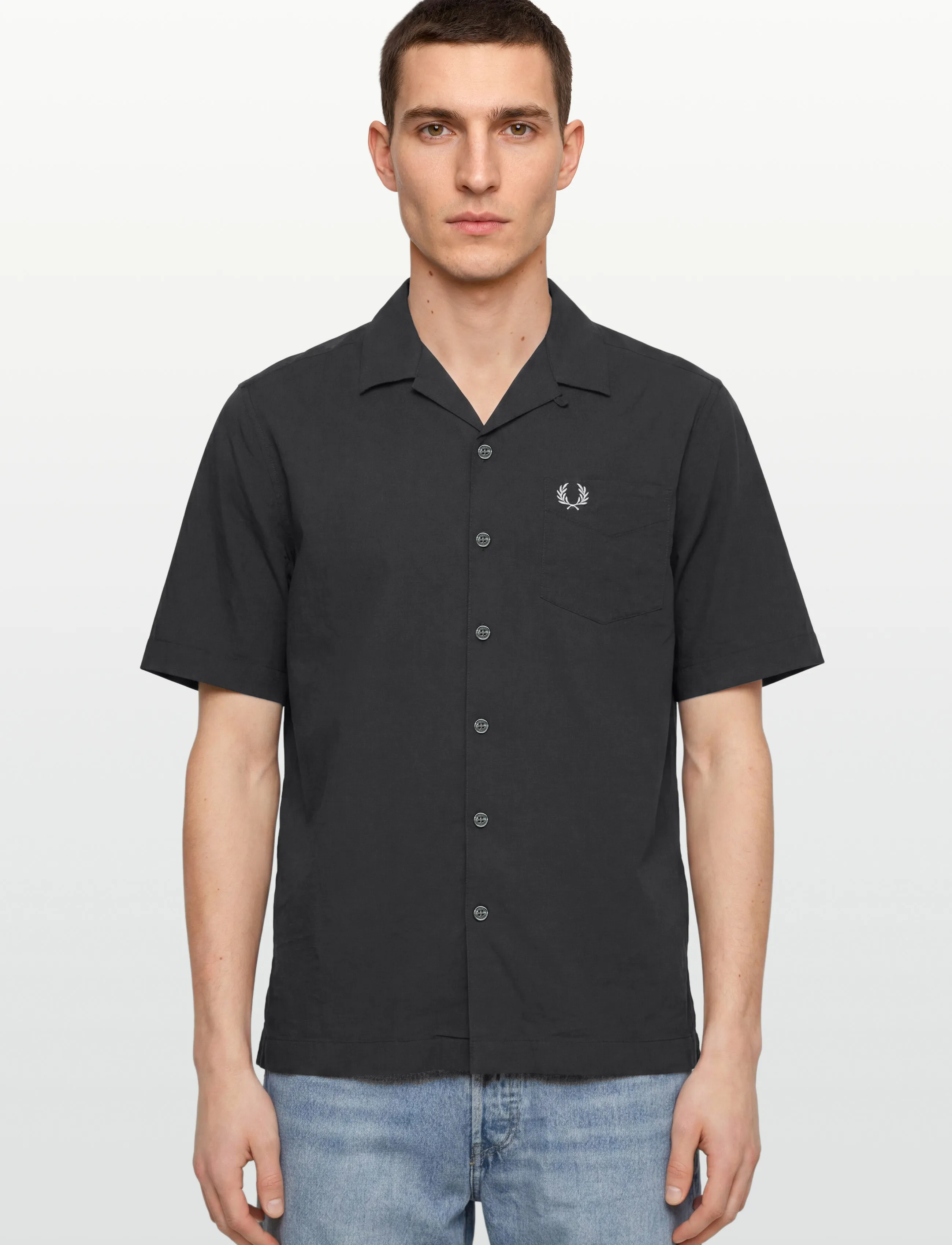 Fred Perry - SEERSUCKER REVERE COLLAR SHIRT - kurzarmhemden - anchor grey - 3