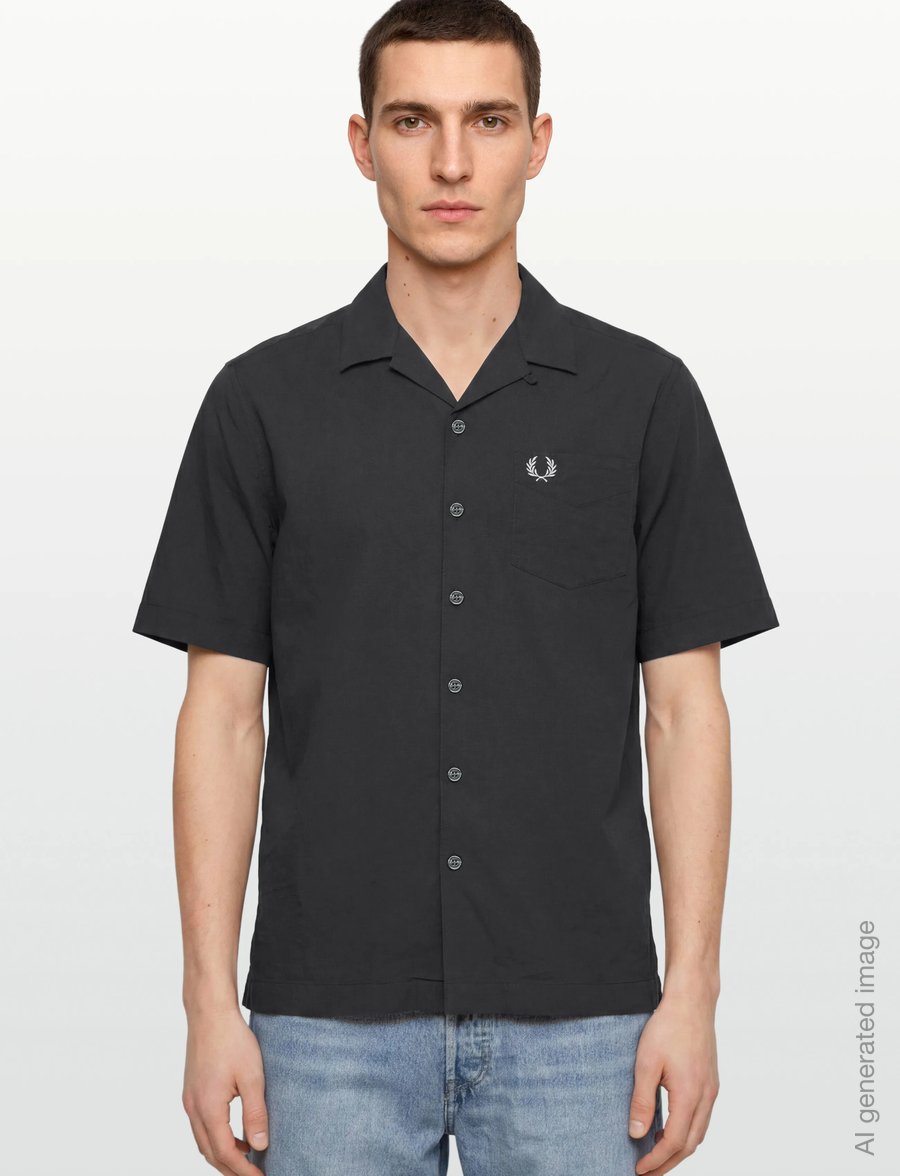 Fred Perry - SEERSUCKER REVERE COLLAR SHIRT - lühikeste varrukatega särgid - anchor grey - 3