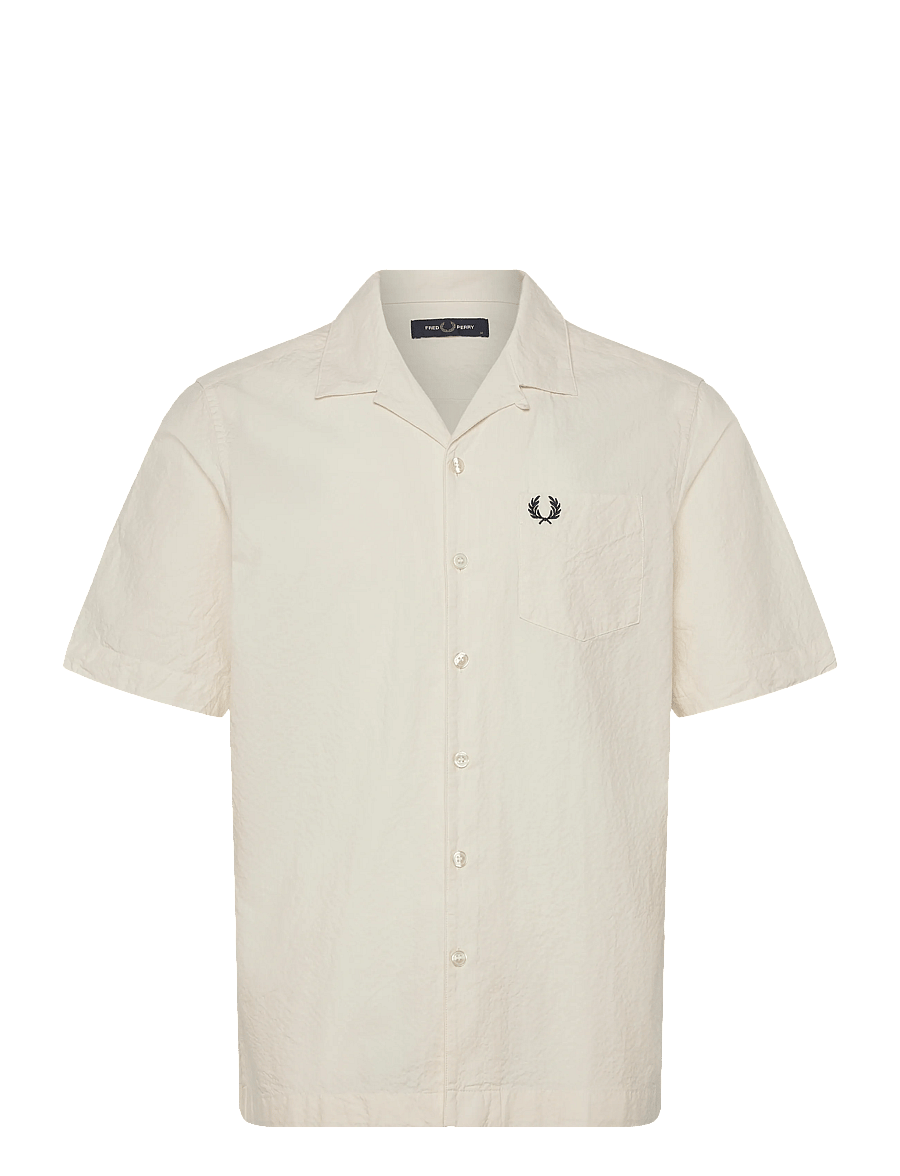 Fred Perry - SEERSUCKER REVERE COLLAR SHIRT - krekli ar īsām piedurknēm - ecru - 1