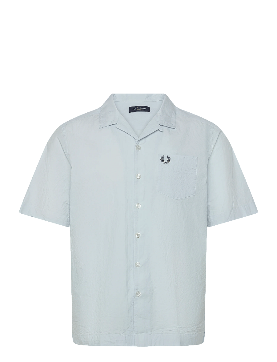 Fred Perry - SEERSUCKER REVERE COLLAR SHIRT - kortärmade skjortor - light ice - 1