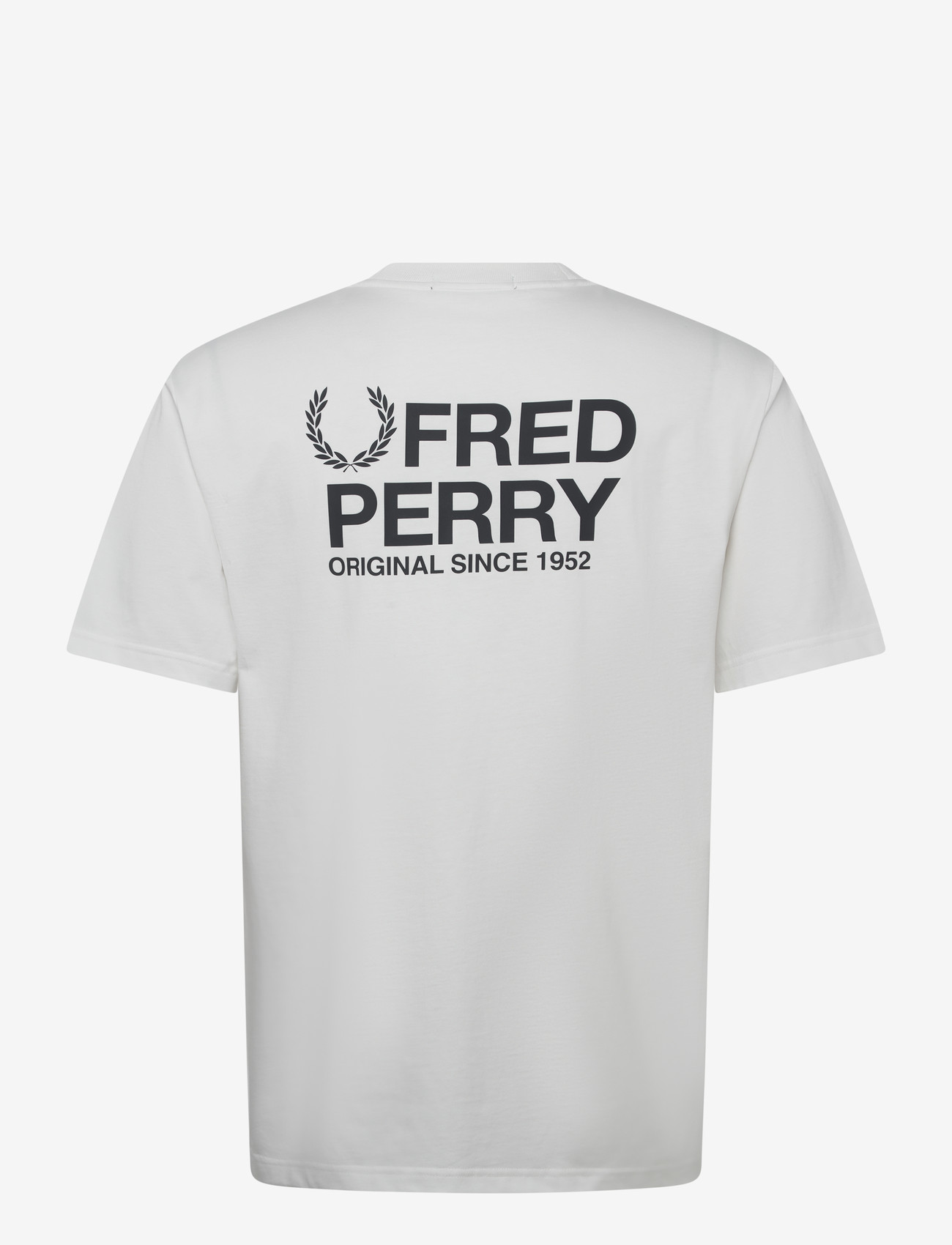 Fred Perry - BACK PRINT FRED PERRY TEXT TEE - kortärmade t-shirts - snow white - 2