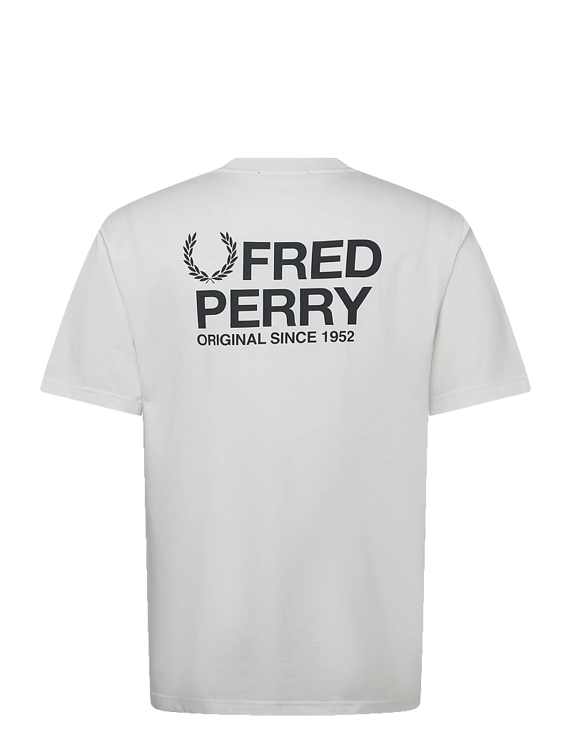 Fred Perry - BACK PRINT FRED PERRY TEXT TEE - kortärmade t-shirts - snow white - 2