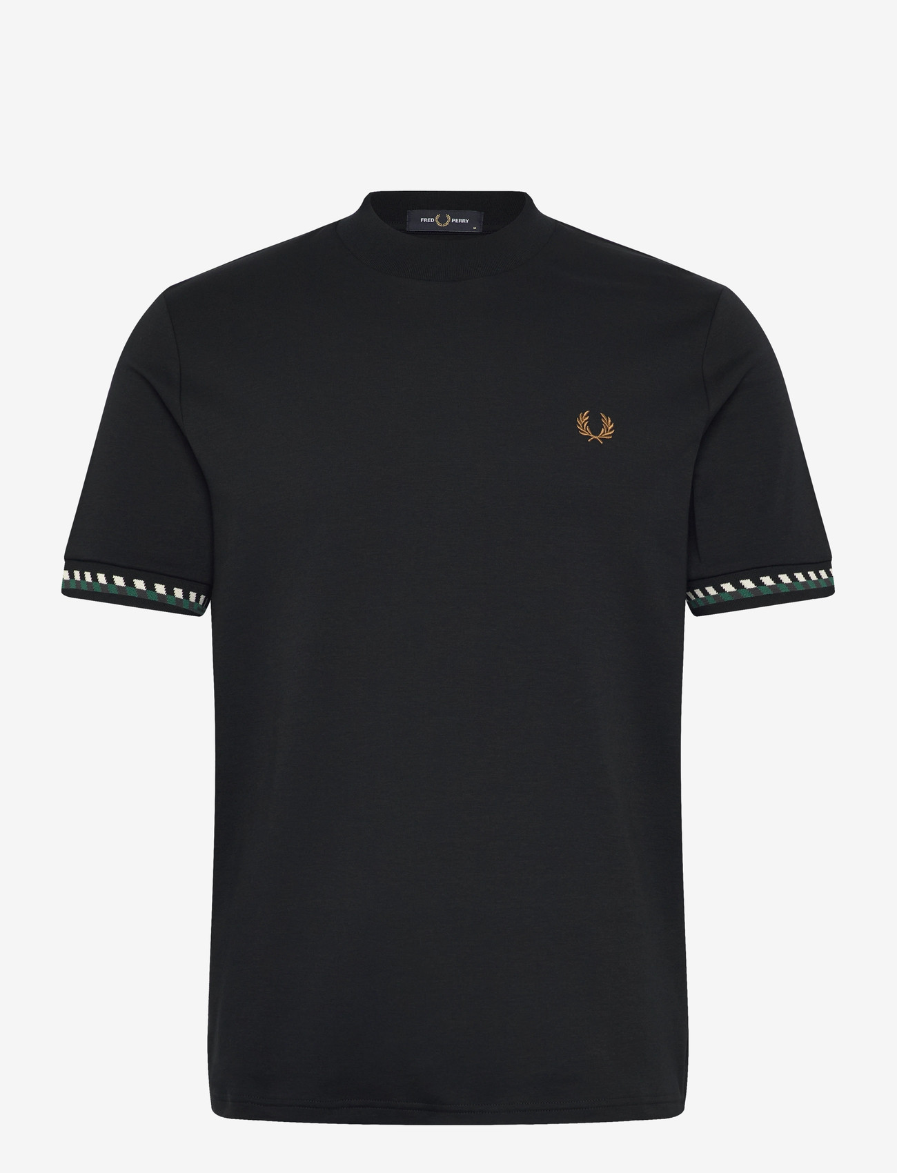 Fred Perry - JACQUARD CUFF T-SHIRT - kortærmede t-shirts - black - 1