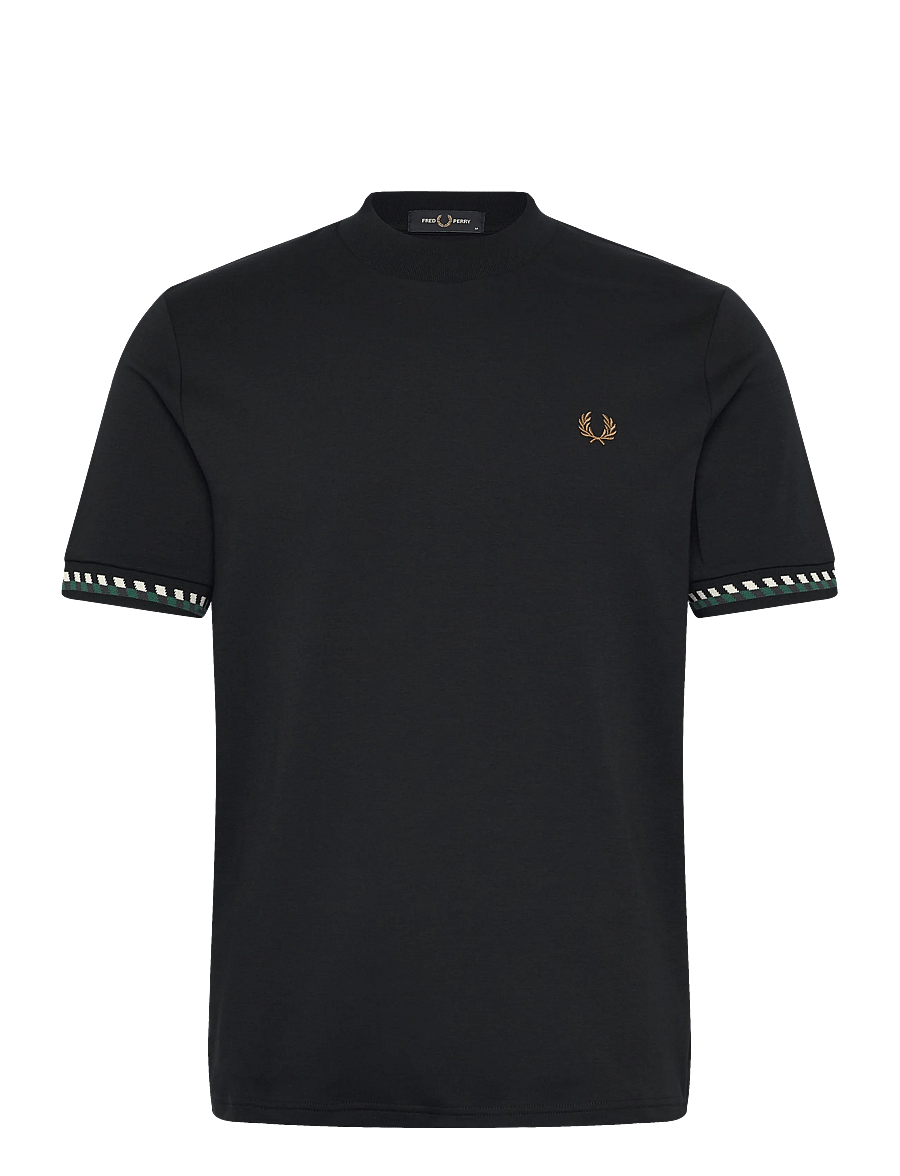 Fred Perry - JACQUARD CUFF T-SHIRT - kurzärmelige t-shirts - black - 1