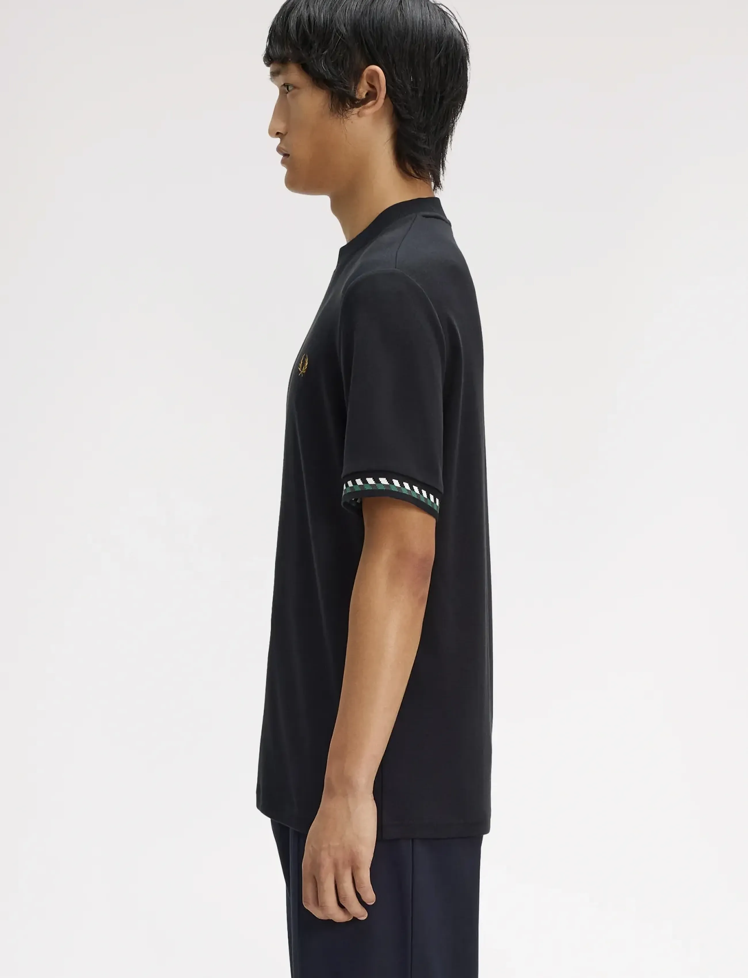 Fred Perry - JACQUARD CUFF T-SHIRT - short-sleeved t-shirts - black - 3