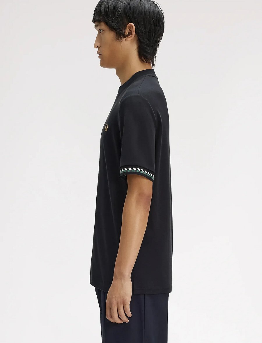 Fred Perry - JACQUARD CUFF T-SHIRT - kurzärmelige t-shirts - black - 3