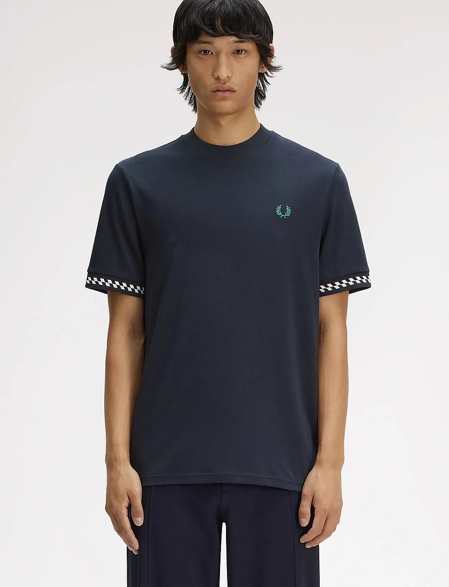 Fred Perry - JACQUARD CUFF T-SHIRT - kurzärmelig - navy - 0