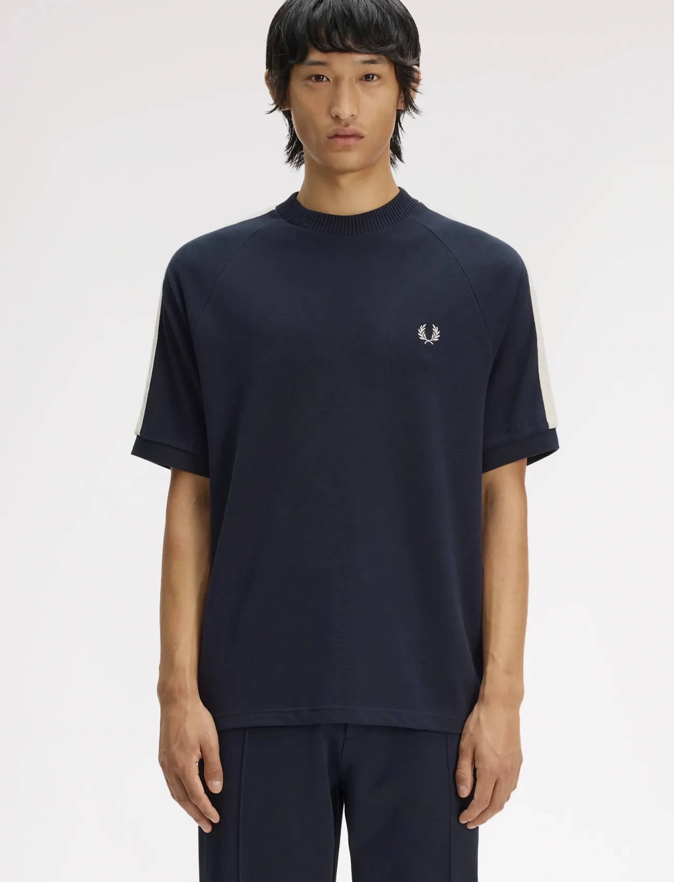Fred Perry Cable Taped T-Shirt, S, Navy, T-Shirts > Kortærmede, Herre