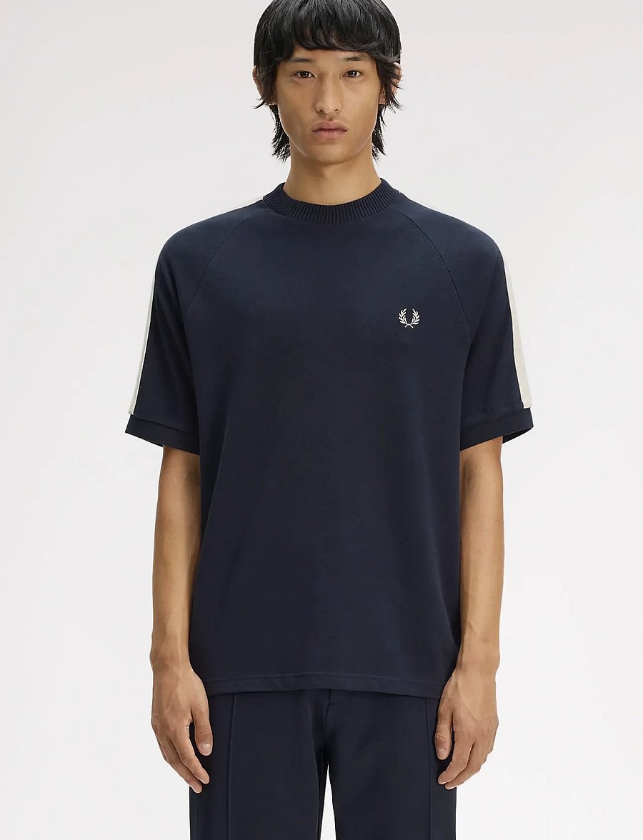 Fred Perry - CABLE TAPED T-SHIRT - lyhythihaiset - navy - 0