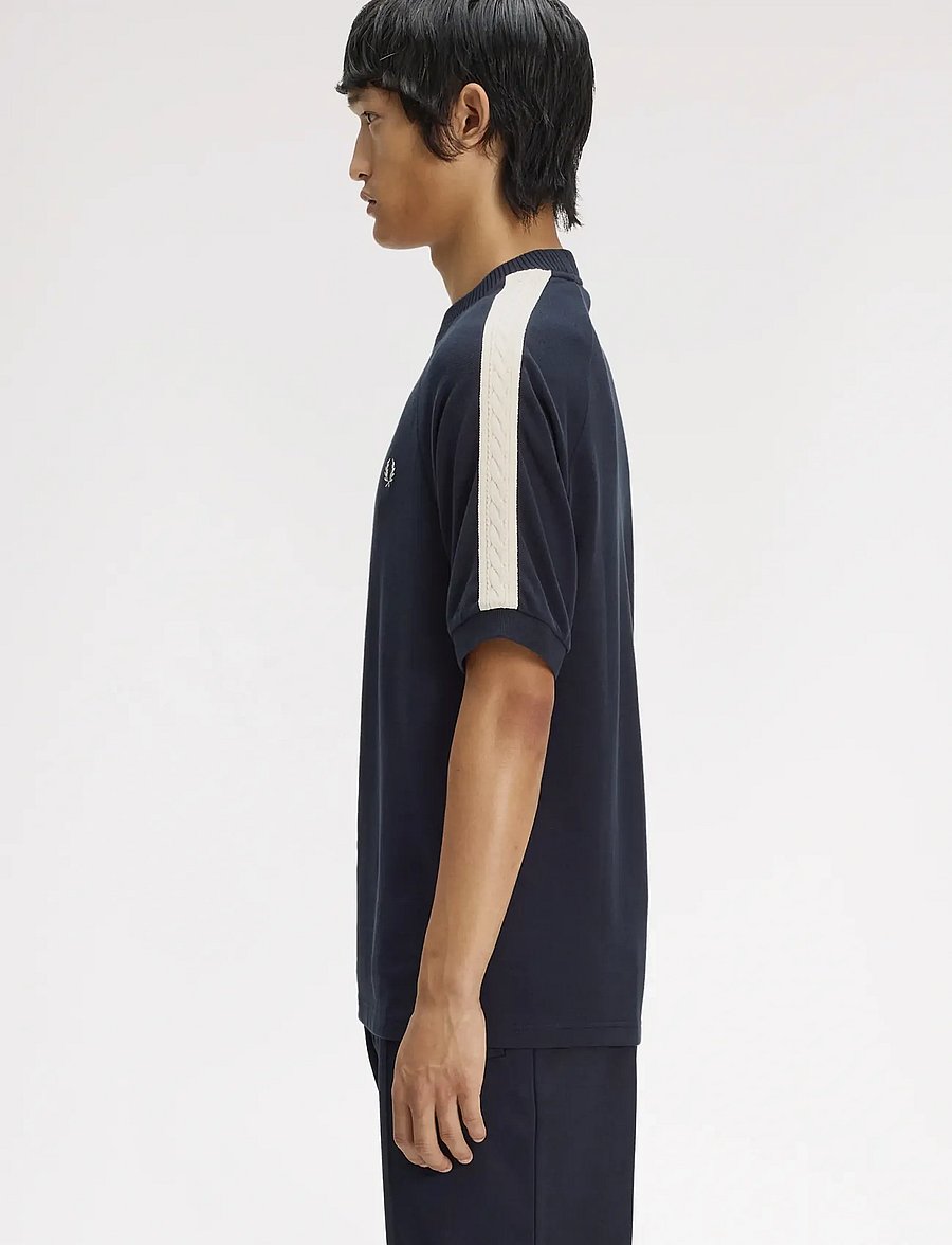 Fred Perry - CABLE TAPED T-SHIRT - lyhythihaiset - navy - 3