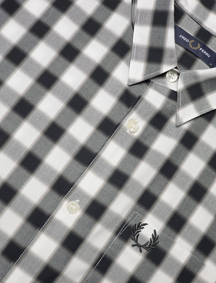 Fred Perry - BLURRED GINGHAM SHIRT - checkered shirts - snow white - 5
