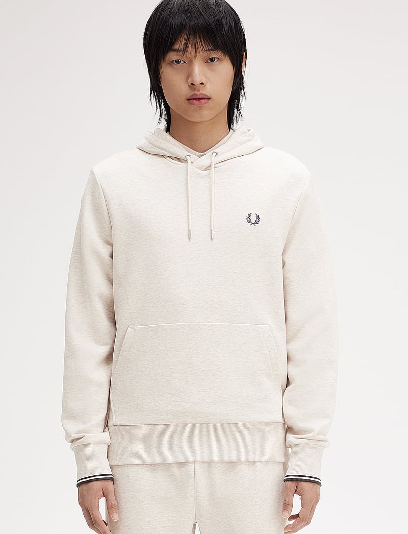 Fred Perry - TIPPED HOODED SWEATSHIRT - hoodies - porridge m/anchor grey - 0