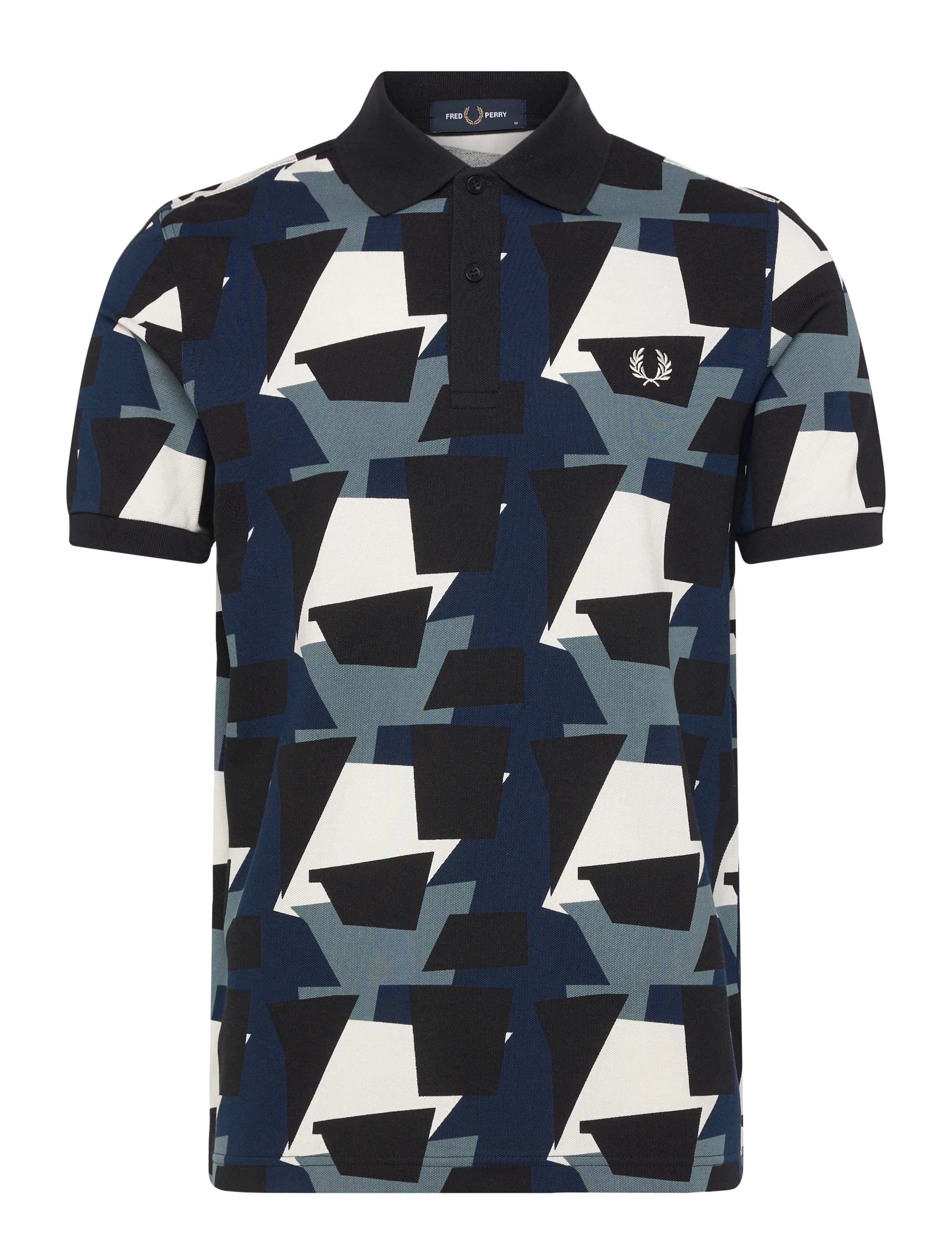 FRED PERRY Fragment Print Polo Shirt Schwarz - S - Herren