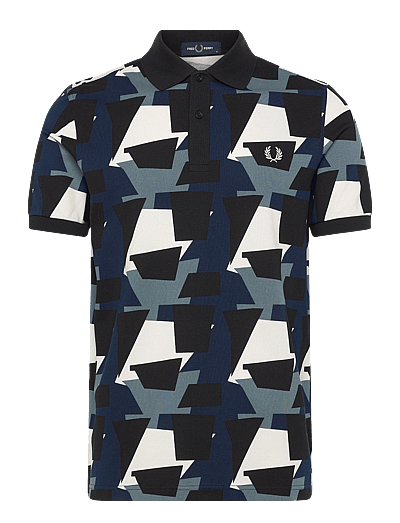 Fred Perry FRAGMENT PRINT POLO SHIRT - Fred Perry - ECRU / black