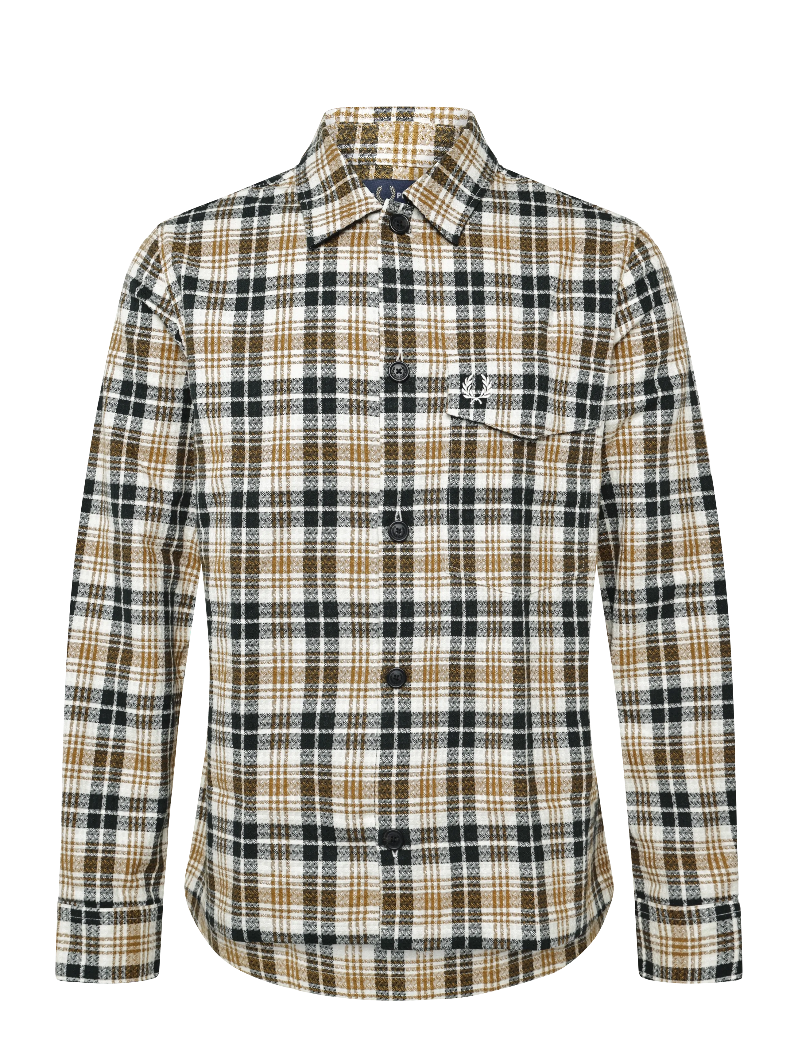 Fred Perry TEXTURED CHECK OVERSHIRT - Inspiration - ECRU / cream