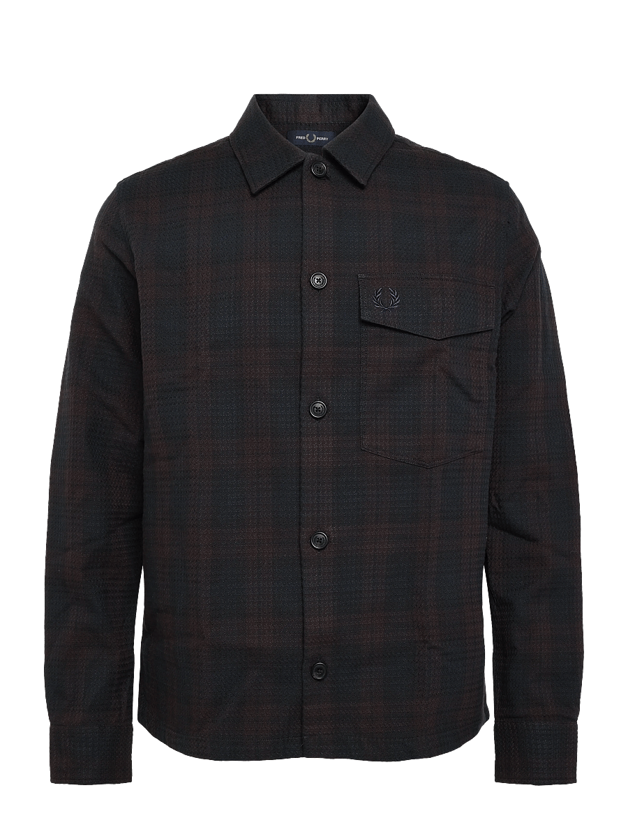 Fred Perry - TEXTURED CHECK OVERSHIRT - flanellskjortor - navy - 0