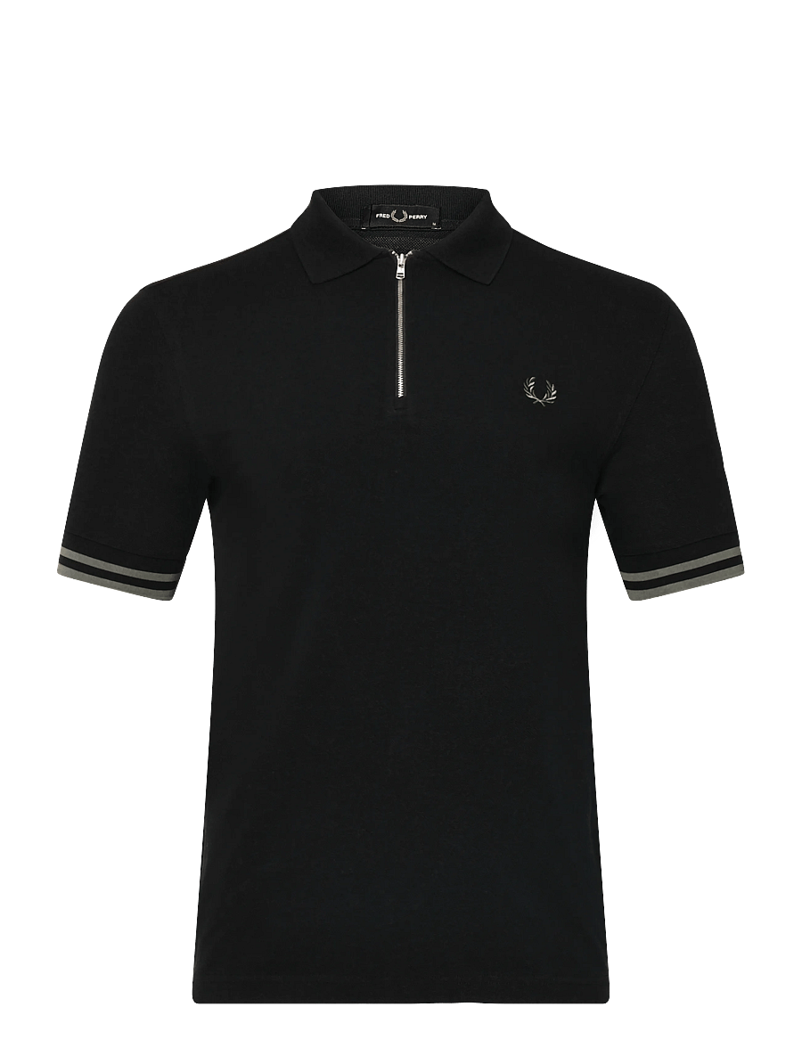 Fred Perry - BOLD TIPPED POLO SHIRT - langärmlige strick-polohemden - black - 1