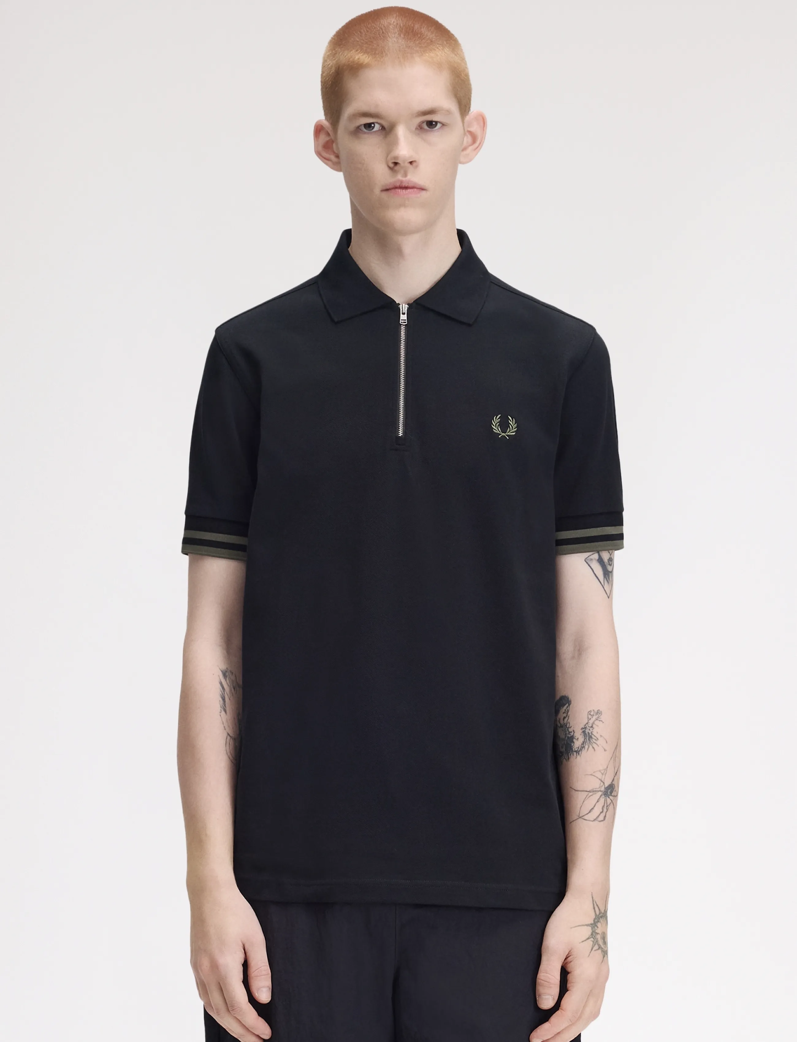 Fred Perry BOLD TIPPED POLO SHIRT - Knitted polos - BLACK / black