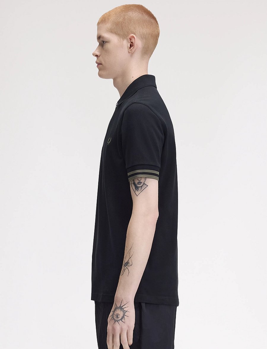 Fred Perry - BOLD TIPPED POLO SHIRT - langärmlige strick-polohemden - black - 3