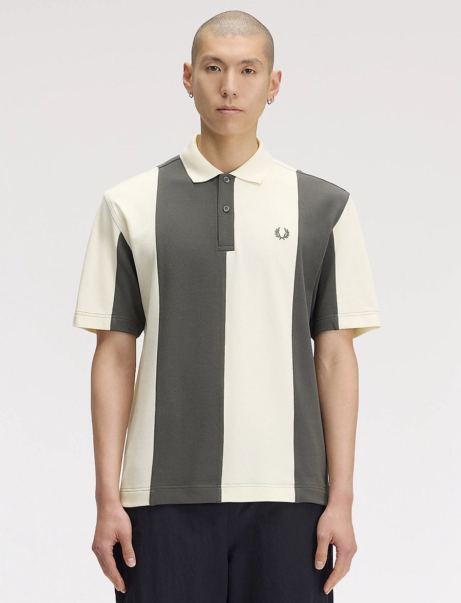 Fred Perry - CUT AND SEW PANELLED POLO SHIR - lühikeste varrukatega polod - ecru - 0