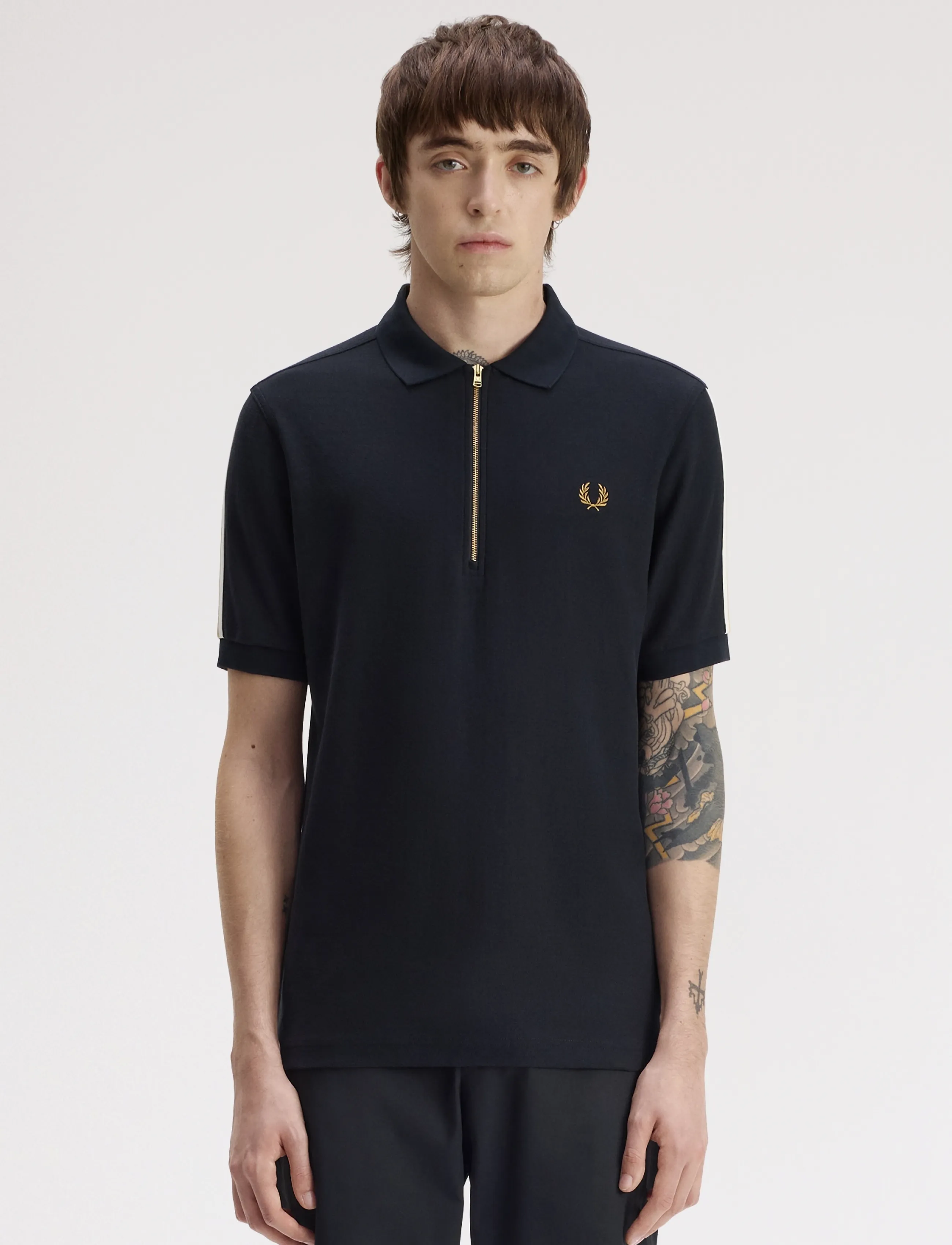 Fred Perry TIPPED TAPE POLO SHIRT - Nach Stil kaufen - BLACK / black