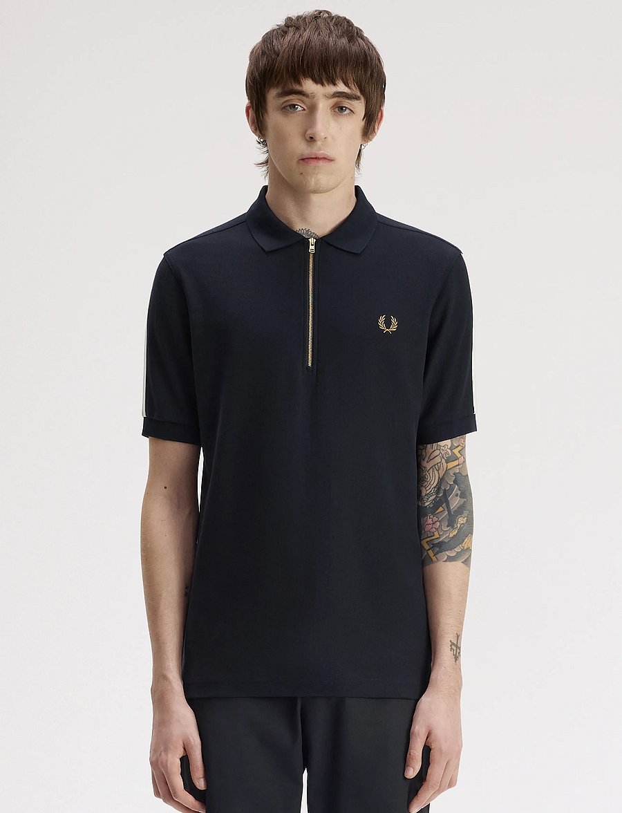 Fred Perry - TIPPED TAPE POLO SHIRT - kortärmade pikéer - black - 0