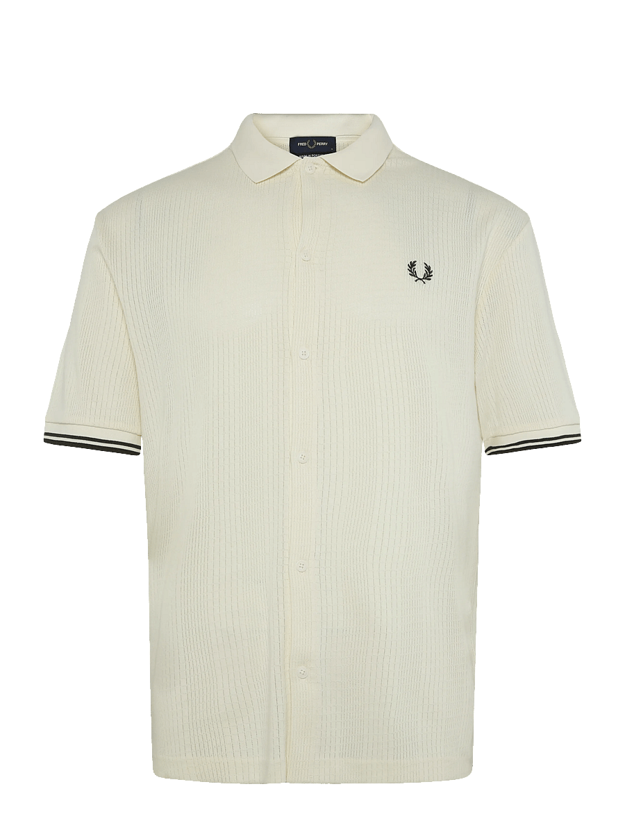 Fred Perry - POINTELLE BUTTON POLO - langärmlige strick-polohemden - ecru - 0