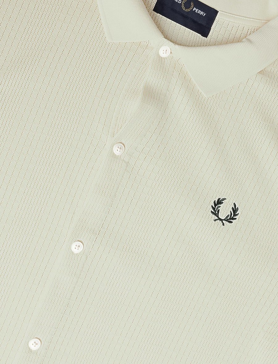 Fred Perry - POINTELLE BUTTON POLO - langärmlige strick-polohemden - ecru - 2