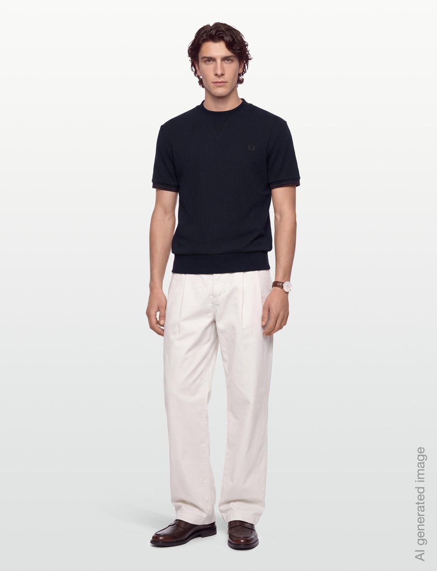 Fred Perry - DROP NEEDLE JERSEY T-SHIRT - kurzärmelige t-shirts - navy - 0