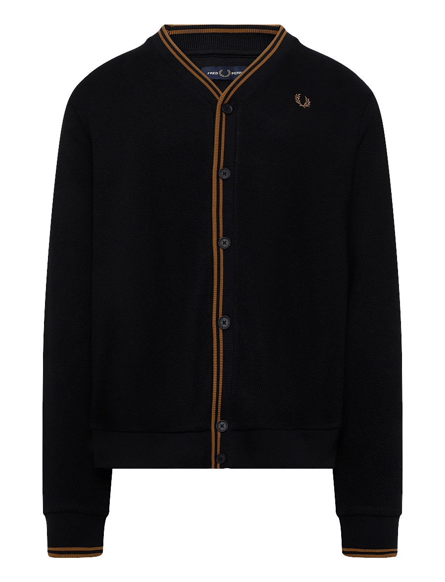 Fred Perry - TIPPED PIQUE CARDIGAN - cardigans - black - 0
