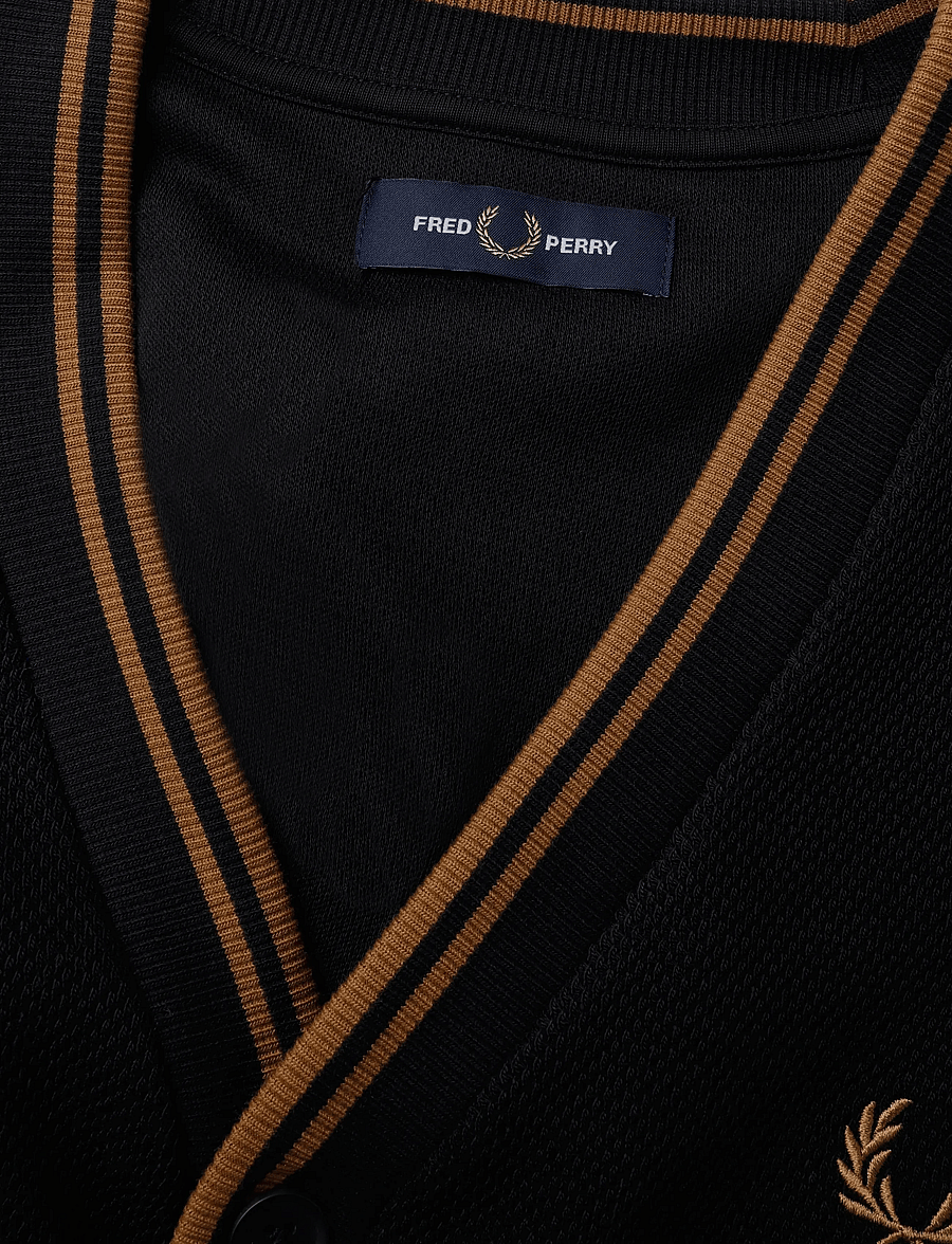 Fred Perry - TIPPED PIQUE CARDIGAN - cardigans - black - 2
