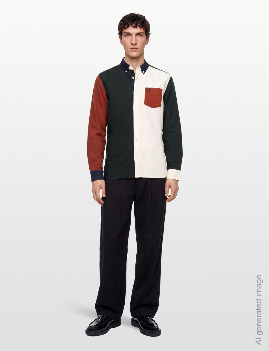 Fred Perry - COLOUR BLOCK OXFORD SHIRT - oxford overhemden - navy - 0