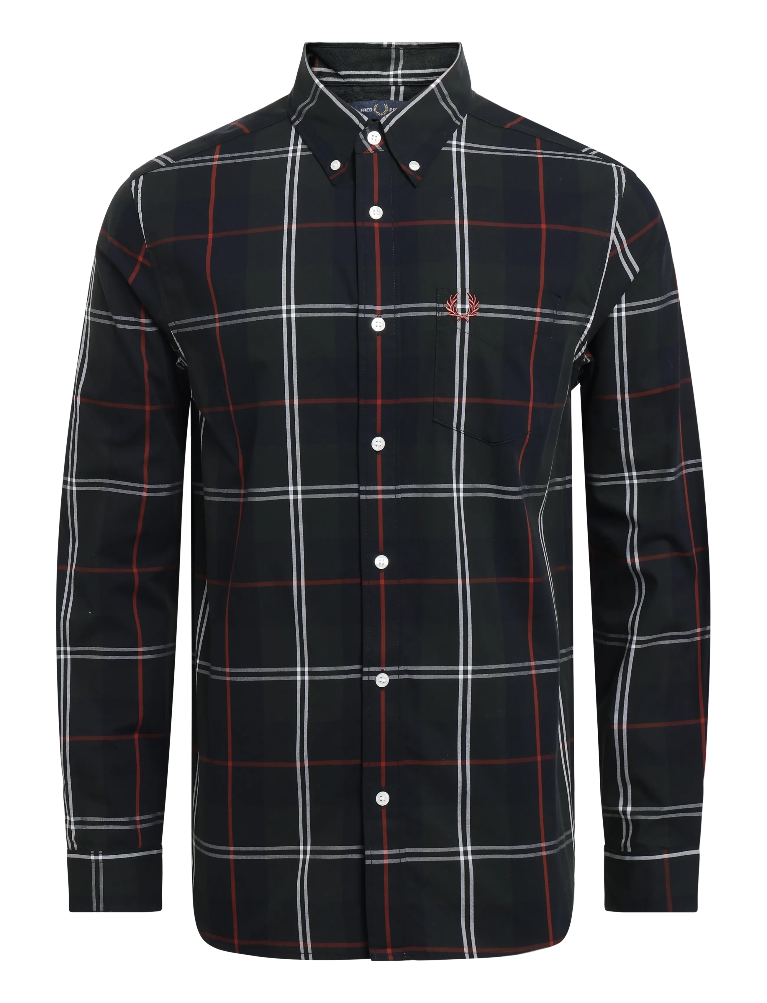 Fred Perry - POPLIN TARTAN SHIRT - ternede skjorter - night green - 1