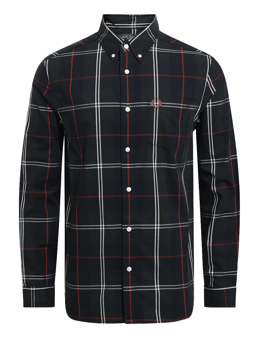 Fred Perry - POPLIN TARTAN SHIRT - ternede skjorter - night green - 1